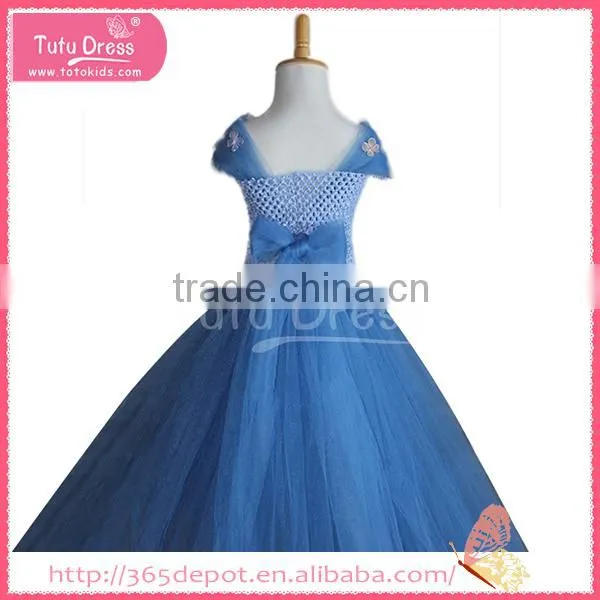 Elegant Princess Costume Skyblue Cap Sleeve A-line Maxi Gauze Dress Halloween Costume Supplier's Choice photo-2