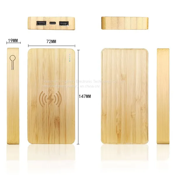 Wireless Charging Bank Made of Bamboo 10000 Mah photo-2