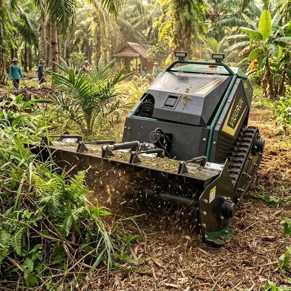 VIgorun Efficient Thick Shrub Clearing Commercial Grade High Endurance Remote Controlled Rubber Track Flail Mulcher