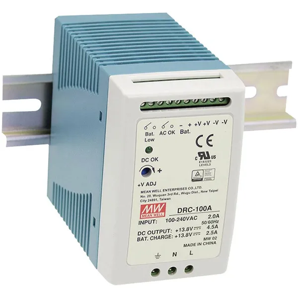 Оригинальный MEAN WELL DRC-100A 100W 13.8V DIN-рейка источник питания с зарядным устройством для аккумулятора и функцией резервного копирования UPS