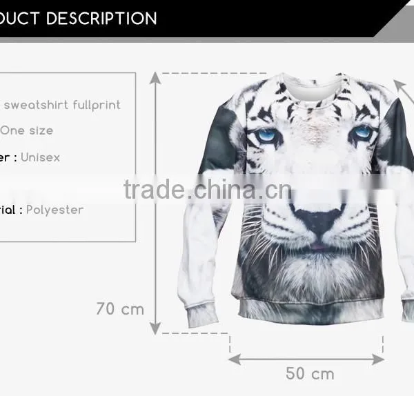Unsex Withou Hood Sublimation Animal Crew Neck Sweatshirt photo-5