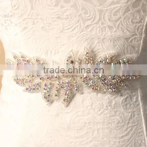 Delicate Shiny Leaf Bridal Veil Waist Chain photo-2