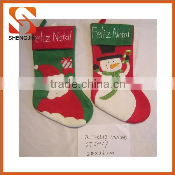 SJ-6720 Promotional Fleece Cute Sant Socks Gift Christmas Stocking photo-4