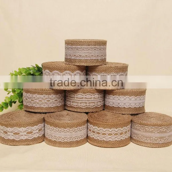 Vintage Burlap Lace Tirm,rustic Jute Trims,wired Burlap Ribbon for Wedding Decoration Quality Choice photo-6