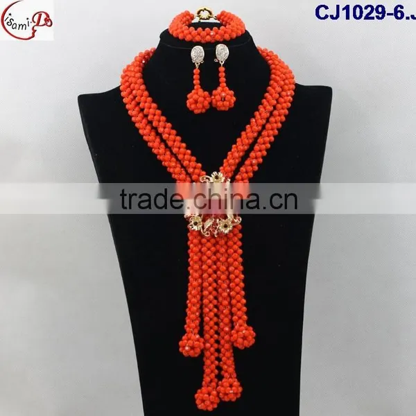 CJ1029 Orange Latest Italian Fashion Top High Quality Various Design Hand- Weaved Jewelry Matching Dress for Party/wedding photo-2