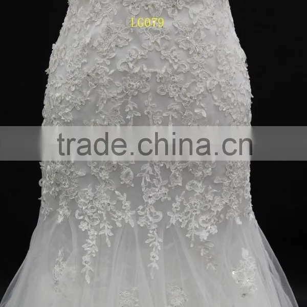 Best Selling Wedding Gown Sexy Low Back Lace up Back Sleeveless Mermaid Wedding Dress photo-3