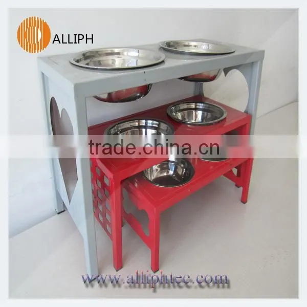 Deluxe Brand Metal Plate Dog Feeder Double Bowl for Pet photo-2