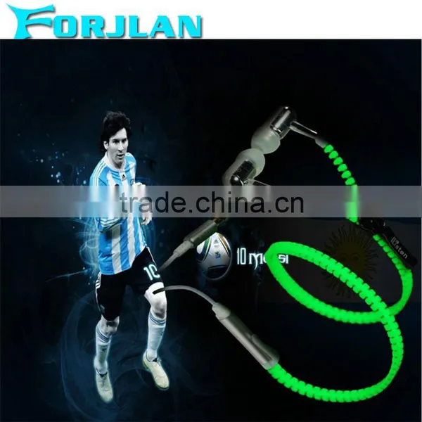 3.5mm Metal Zipper Glowing Earphone Stereo Glowing Headphones photo-3