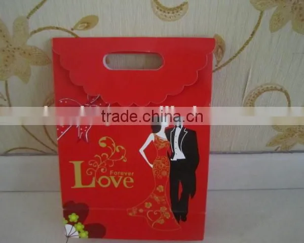 Red Color Printing Paper Bags Paper Bags for Packing Nourishment Red Paper Bag photo-2