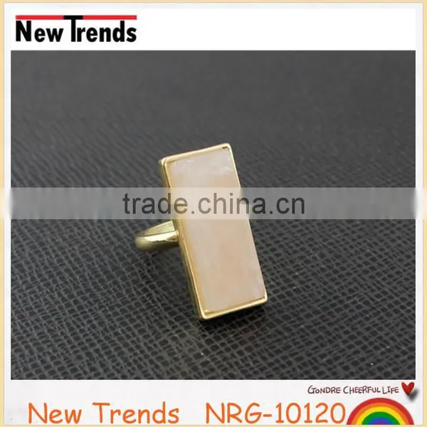 Hot Sell Pink Natural Quartz Stone Ring, Fashion Natural Stone Ring photo-3