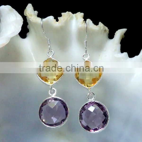 Amethyst Bezel Earrings, Gemstone Jewelry, Silver Jewelry photo-5