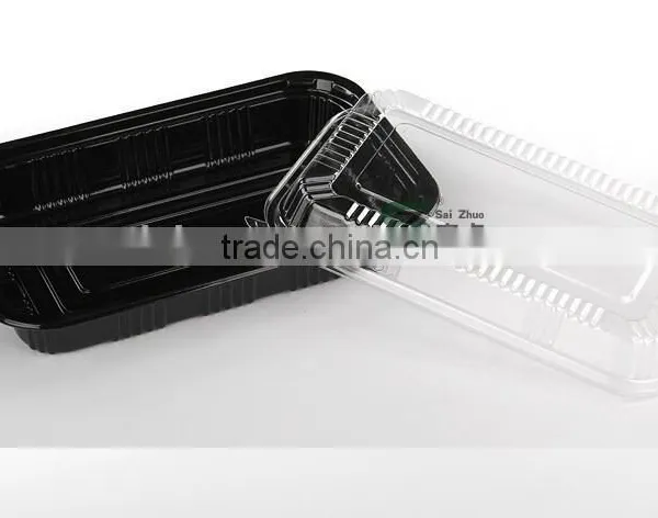 Leakproof Design 500ml Black Base Disposable Sushi Box With Clear Lid photo-2