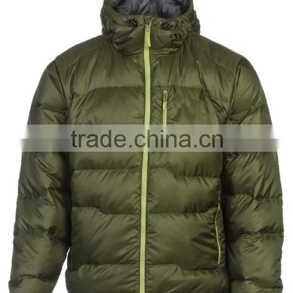 Khaki 80/20 Feather Hooded Down Jacket for Men