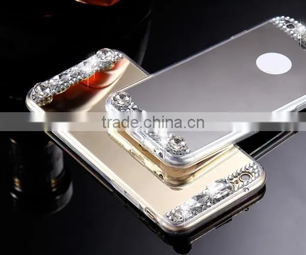 Mirror Case for Iphoen 6 6 Plus 5s Luxury Gold Bling Diamond Soft TPU Case Ultra Slim Phone Back Cover photo-4