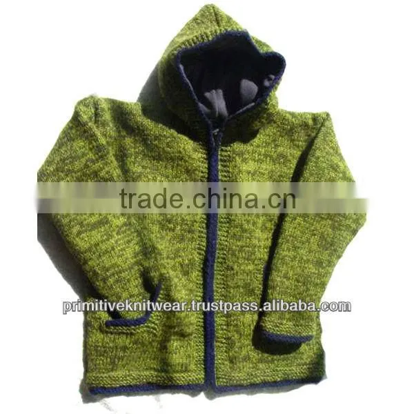 Hand Knitted Woolen Sweater With Hooded