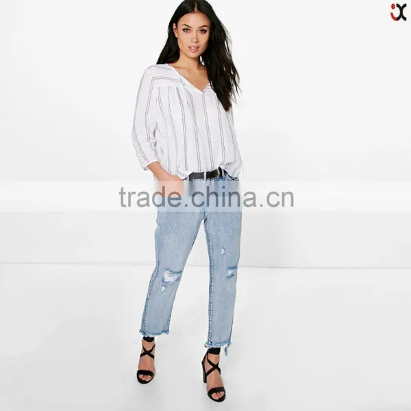 Ladies Jeans Top Design New Model Jeans Pants (JXA027)