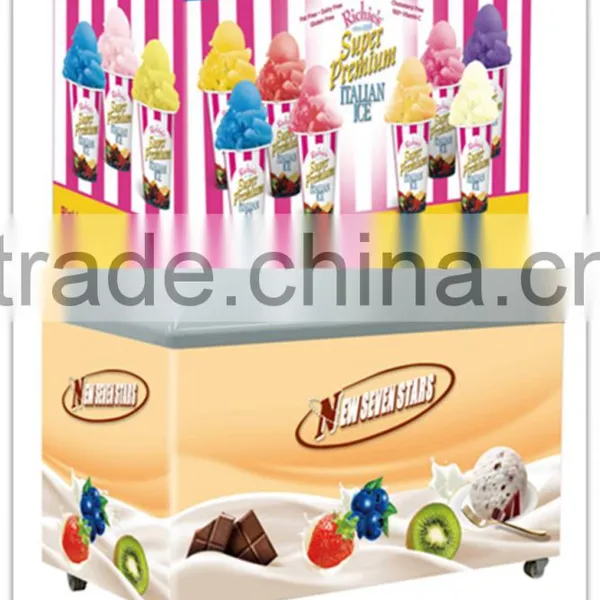 Curved Glass Door Freezer Chest Showcase Freezer for Ice Cream Use photo-3