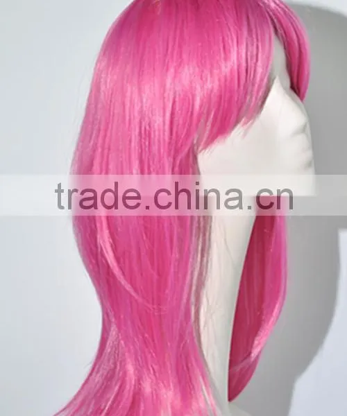 Beauty Flurescent Pink Color Cosplay Silk Wave Wig N351 photo-2