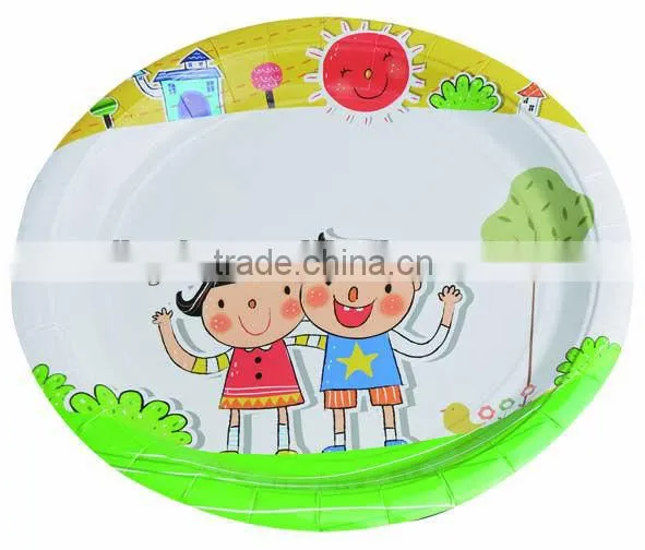 Food Grade Logo Printed Tea Party Boy and Girl Design Fancy Paper Plates photo-3