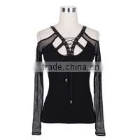 Devil Fashion PUNK GOTHIC 2016 Spring New Women T-shirt Long Sleeve T-shirt TT005