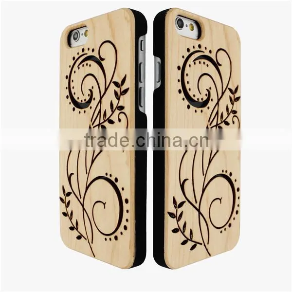 Elegance Blossom Flower Hollow Out PC/TPU & Wood Two in One Phone Case for Iphone 6 photo-3