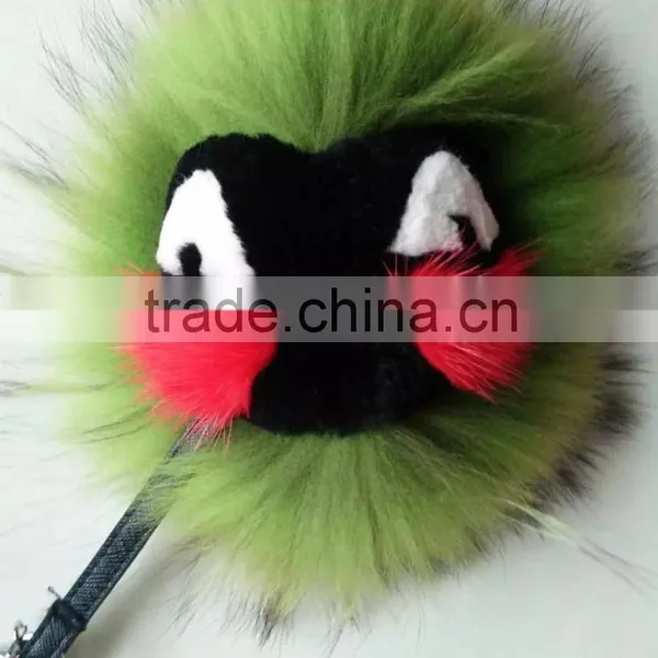 Factory Cute Style High Quality Real Fox Fur Monster Doll Keychain Charm for bag