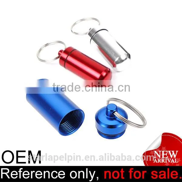 custom logo durable strong aluminum alloy mini pill container keychain