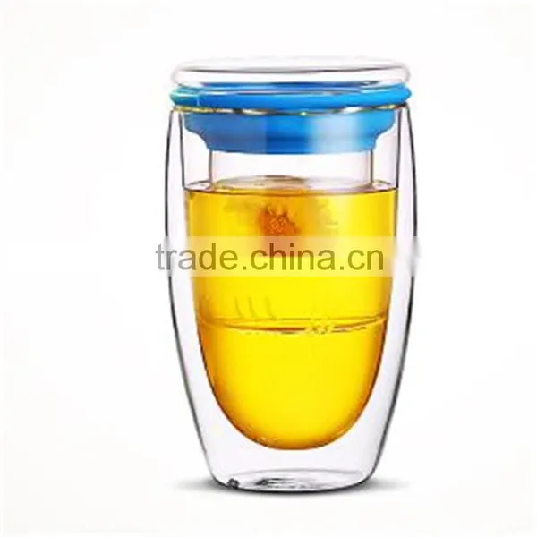 Drinkware Type Heat Resistant Double Wall Borosilicate Glass Cup With Filter And Glass Lid Stockage. photo-2