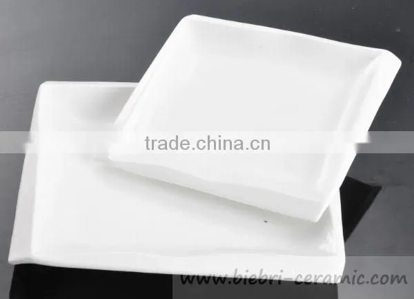 Restaurant Hotel Pure White Porcelain Square Plates Bowls Dinner Sets photo-4