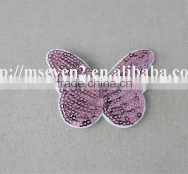 Good Looking Pink Butterfly Woven Embroidery Patch in Sequin Material for Sale photo-2