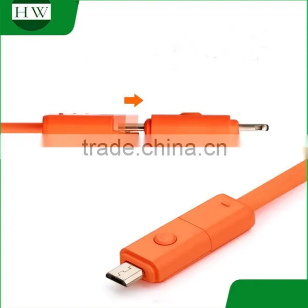 Universal 360 Degree Rotation Rotating Double Plug Multiple Choice Fast for Two Charger 2 in 1 Usb Data Cable for Iphone Android photo-3