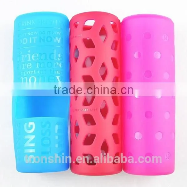 Light Blue Glass Water Bottle Silicone Protective Cover photo-5