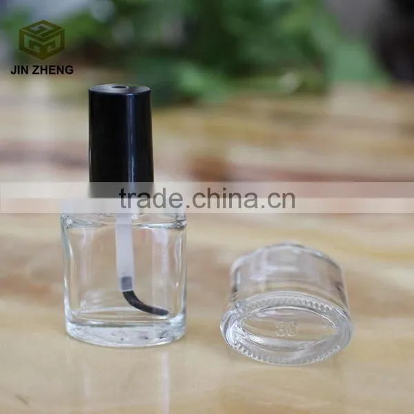 Oval Shape 10ml Empty Glass Nail Polish Bottles Blushers With Silver Black Cap photo-2