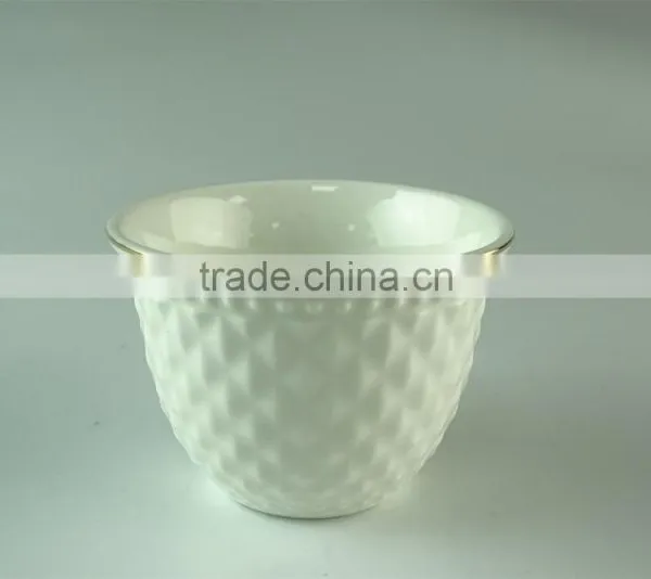 White Ceramic Tea Cup With Embossing and Golden Line for Wholesale 6 Pcs/set,with Color Box Paking. photo-2