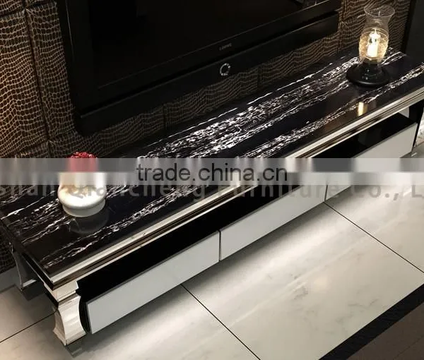 Modern Marble Classic TV Stand With Stainless Steel Feet photo-5