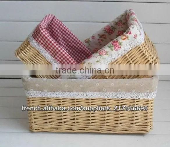 New Style Easy Baskets Small Wicker Box Cosmetic Boxes Wit Fabric Lining photo-5