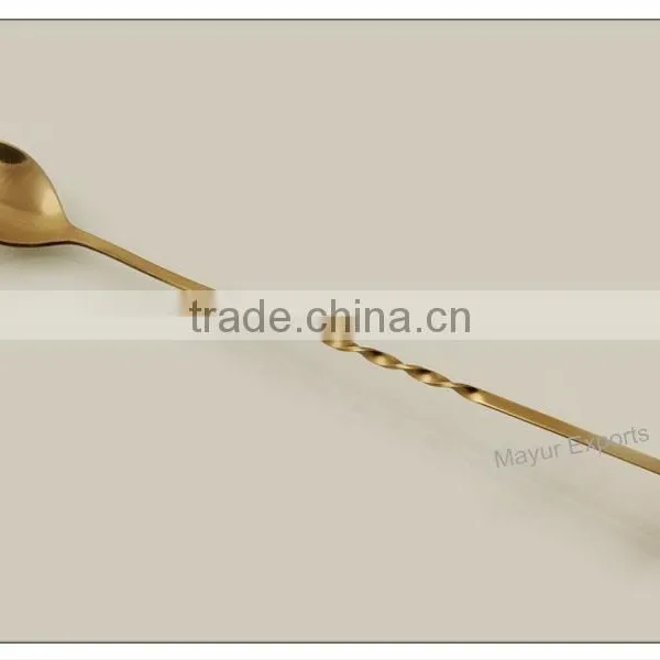 Stainless Steel Bar Spoon With Brass Finish