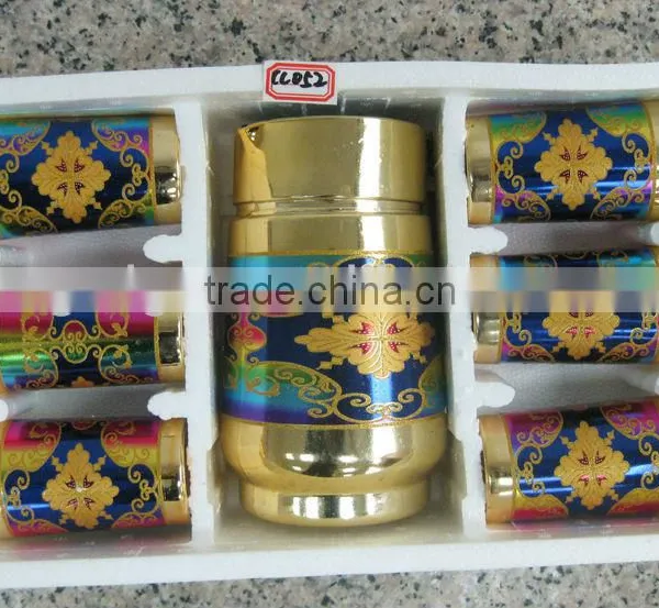 JK017 7pcs Glass Drinking Set With Gold Deco photo-2