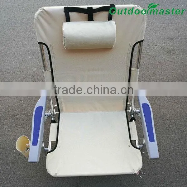 Lightweight Beige Aluminum Folding Backpack Beach Chair photo-2