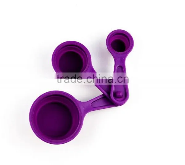 16094 SILICONE MEASURING CUPS SET CUP SPOON KITCHEN TOOL COLLAPSIBLE BAKING COOK photo-4