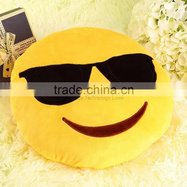 Pretty Soft Cute Emoji Smile Emoticon Pretty Round Cushion Pillow Stuffed Plush Toy photo-2