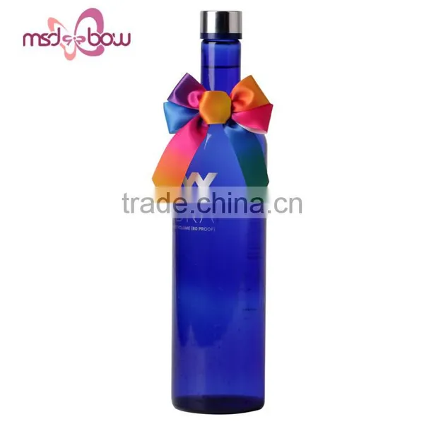 Pre-made Cheap Satin Rainbow Wine Bottle Bow With Rubber photo-5