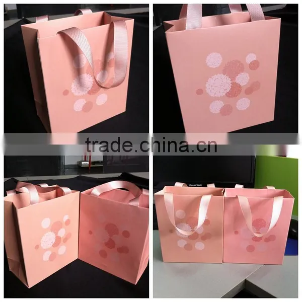 Amazing Luxury Ribbon Handle Pink Gift Paper Bag photo-6