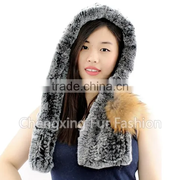 CX-C-242M Hand Knitted Women Real Rex Fur Animal Cap photo-5