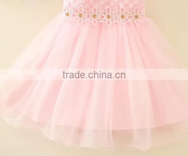2017 Vietnam Summer Fashion Baby Frock Design Pink Short Sleeves Embroidery Flower Sweet Birthday Party Dresses Turkish Dress photo-4