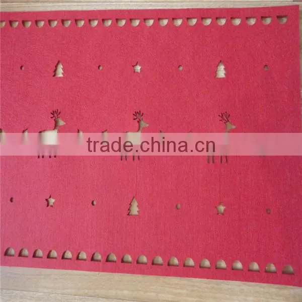 Christmas Reindeer RED Felt Table Runner/ Felt Reindeer Border Table Runner photo-2