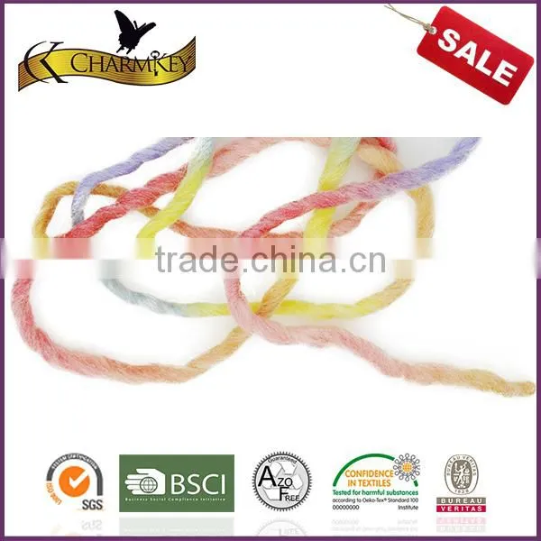 Charmkey Mixed Color Dyed Hand Knitting Yarn Thick Yarn 100% Wool Roving Yarn photo-4