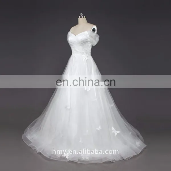 White Ruffled Tulle Off-shoulder Neckline Dress Elgant Beading Wedding Gown for Weddings photo-2