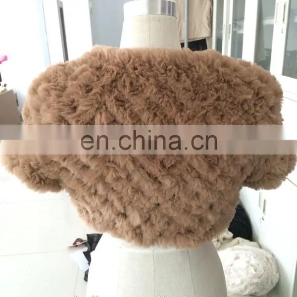 Girls Knitted Rabbit Fur Shawl photo-3