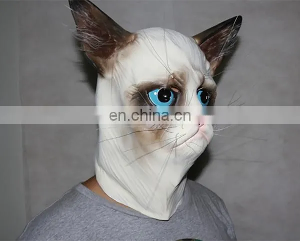 Novelty Fancy Dress Costume Latex Grumpy Cat Head Mask photo-3